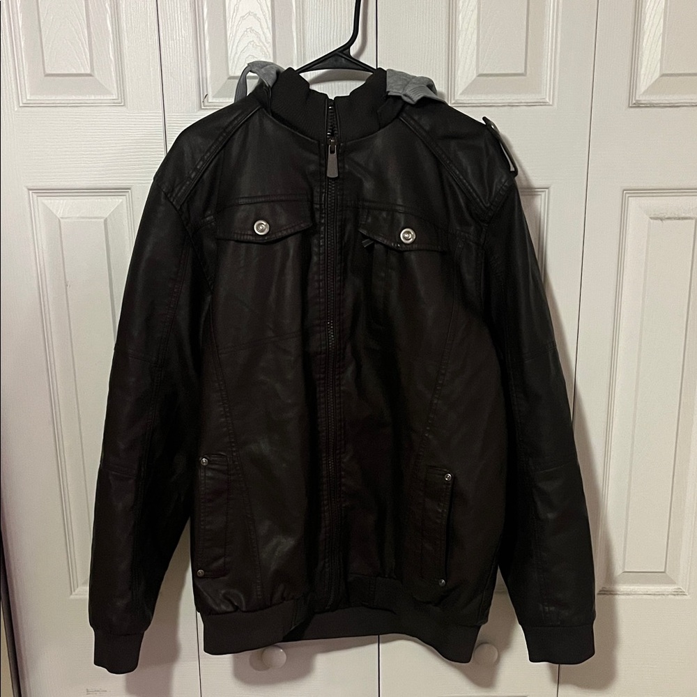 Men's Brown Bomber Jacket with Hood